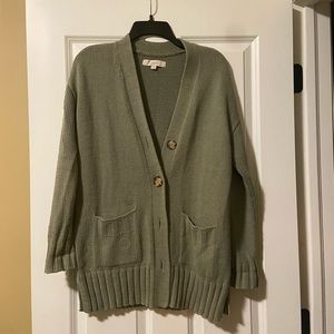 LOFT sweater knit cardigan. Size XS. Olive green.